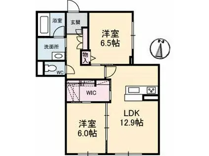 ベレオ北矢三(2LDK/1階)の間取り写真