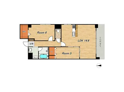 プルミエール朱雀(2LDK/6階)の間取り写真