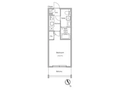 ラクラス四谷三丁目(1K/1階)の間取り写真