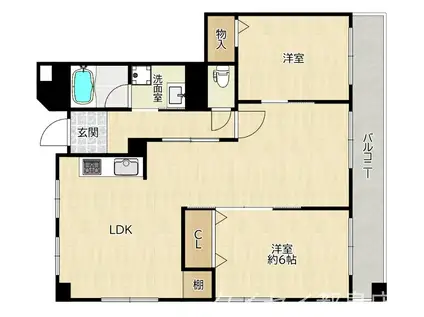 シャトーピィエルピーキトーハイツ(2LDK/10階)の間取り写真