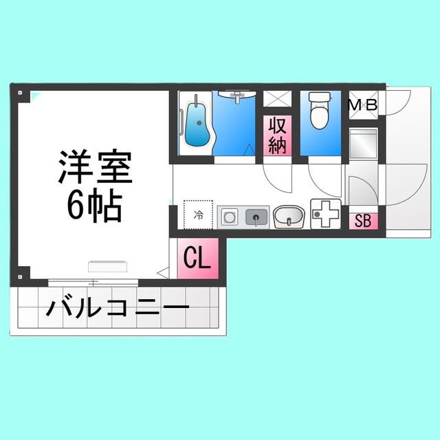 リバーランド堺東(1K/4階)の間取り写真