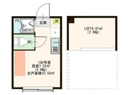 ハーモニーテラス十条(ワンルーム/1階)の間取り写真