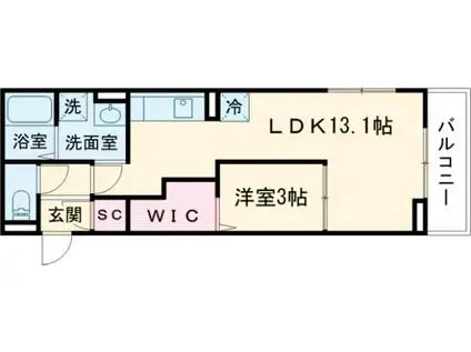 CHERIE MAISON明野(1LDK/3階)の間取り写真