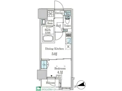 ザ・ライオンズフォーシア外神田(1DK/6階)の間取り写真