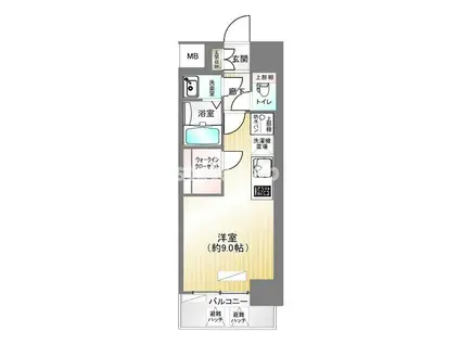 ファーストフィオーレ神戸ピアチェーレ(1K/9階)の間取り写真