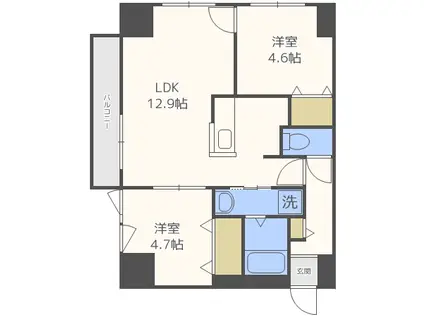 ブランシャールALAIN北18条(2LDK/3階)の間取り写真