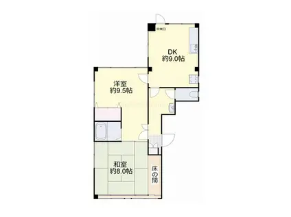 SUNGARDEN野田屋町II(2DK/4階)の間取り写真