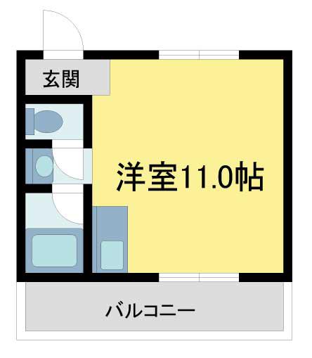 グローリー夙川ハイム(ワンルーム/3階)の間取り写真