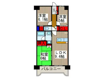 ジェンティール川口(3LDK/8階)の間取り写真