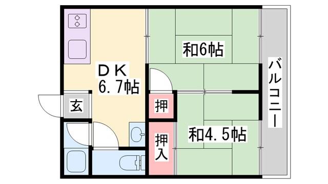 井貫マンション(2DK/2階)の間取り写真