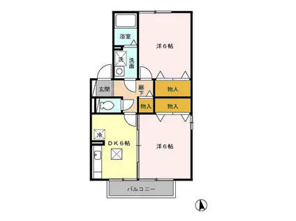 D-ROOM ルーミナス A101(2DK/1階)の間取り写真