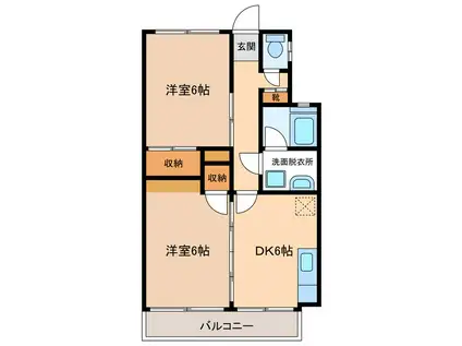 コーポ熊谷B棟(2DK/2階)の間取り写真