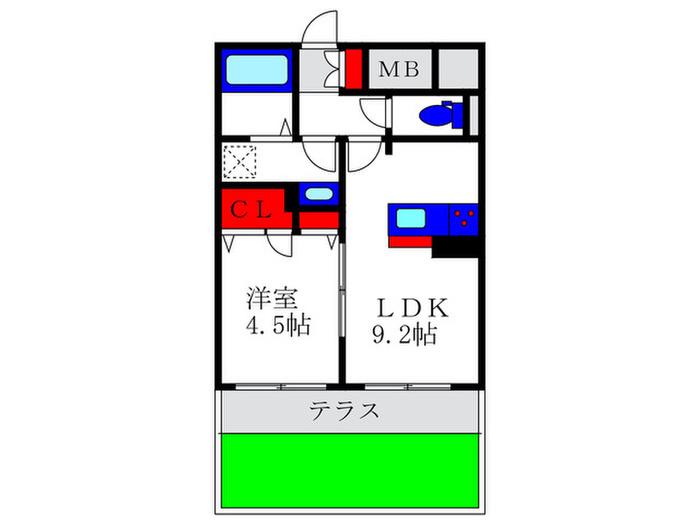 カースル石橋(1LDK/1階)の間取り写真
