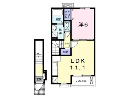 アーバン松浪I(1LDK/2階)の間取り写真