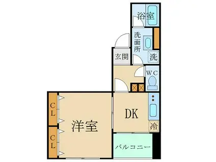 アンプルールフェールスリーズ(1DK/2階)の間取り写真