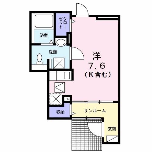 ラフィネII 堀之内(ワンルーム/1階)の間取り写真