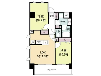 ブランシエスタ山科大塚(2LDK/2階)の間取り写真