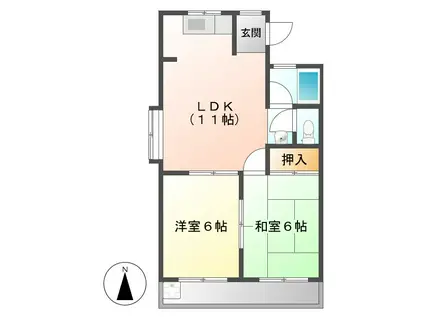 第2リバーサイド清水(2LDK/1階)の間取り写真