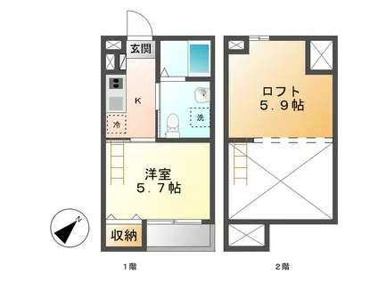 IVY八田(1K/2階)の間取り写真