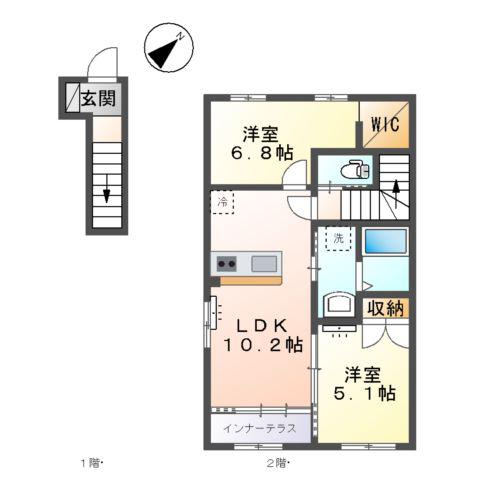 サン・サルーテ(2LDK/2階)の間取り写真