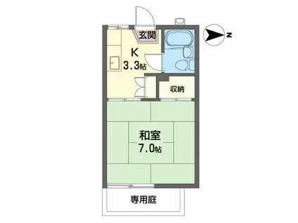 ヴィラあさひ(1K/1階)の間取り写真