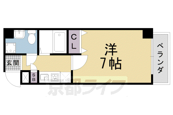 ラクティー四条寺町(1K/7階)の間取り写真