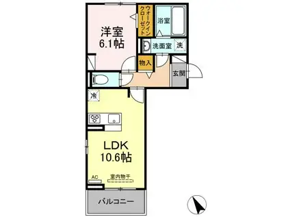 ルーチェ・ブリラーレ(1LDK/2階)の間取り写真