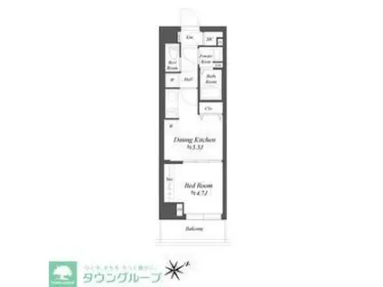 ブランシエスタ品川大井町パークエッジ(1DK/3階)の間取り写真