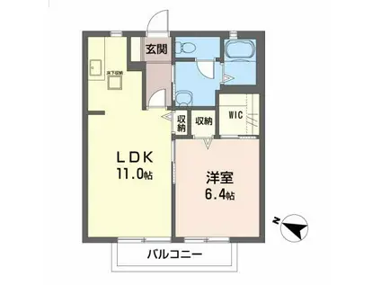 プレジールII(1LDK/1階)の間取り写真