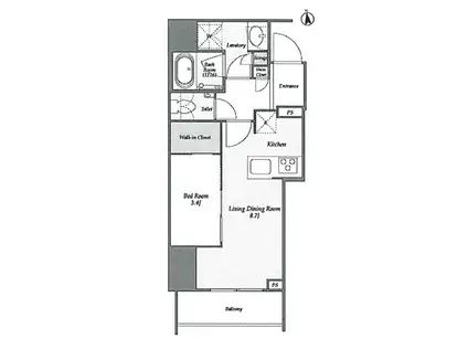 ルジェンテ新宿御苑前(1LDK/1階)の間取り写真