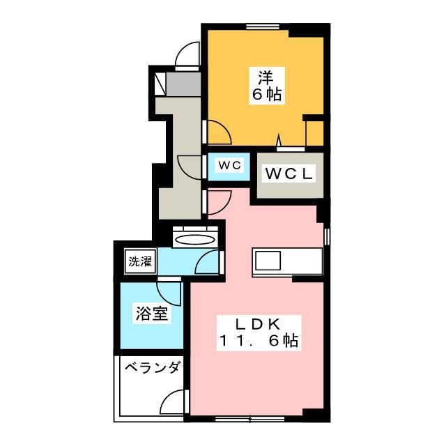 グランドシャイン V棟(1LDK/1階)の間取り写真