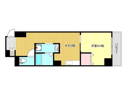 BLISS下荒田(1K/6階)の間取り写真