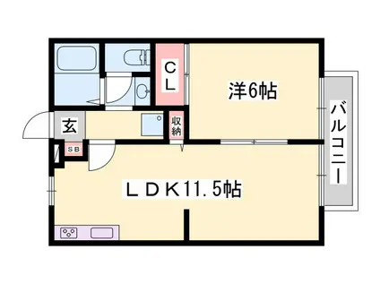 ハイツブランドール(1LDK/1階)の間取り写真