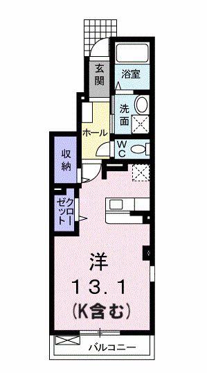 ベルシエロ C(ワンルーム/1階)の間取り写真
