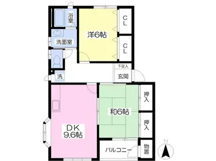 カーム高森Ⅱ(2DK/3階)の間取り写真