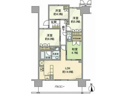 ルネ本厚木(4LDK/2階)の間取り写真