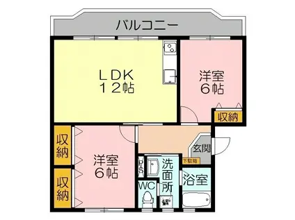 久埜マンション2号棟(2LDK/3階)の間取り写真