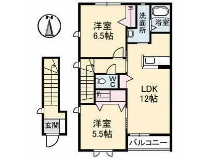 T・H・サルーテ A棟(2LDK/2階)の間取り写真