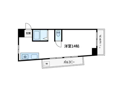 リベール上野(ワンルーム/2階)の間取り写真