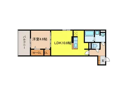 D-ROOM丹波橋(1LDK/1階)の間取り写真