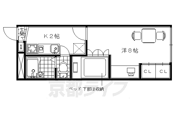 レオパレス ブルーメ(1K/1階)の間取り写真