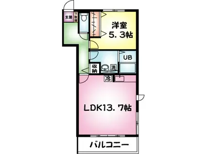サン ライズ(1LDK/2階)の間取り写真