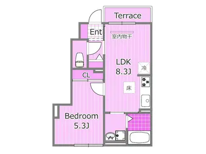 ディートリビュート横濱鶴見(1LDK/1階)の間取り写真