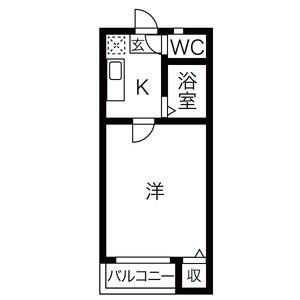 オークヴィラ黒川(1K/2階)の間取り写真