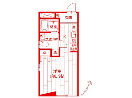 レガリア鶴見中央(1K/2階)の間取り写真