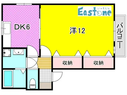 ラポールII(1DK/2階)の間取り写真