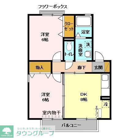 コーポ小倉B(2DK/2階)の間取り写真