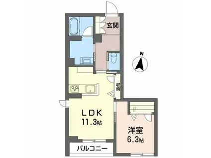 ALBEMARLE上杉(1LDK/2階)の間取り写真