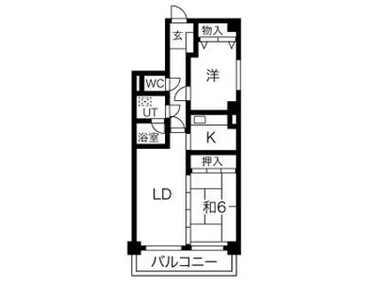 ユーハウス引山(2LDK/1階)の間取り写真