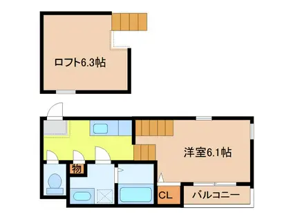 ヴィータN(1K/1階)の間取り写真